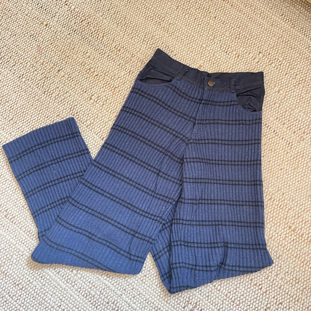 Striped Blue Wide-Leg Pants